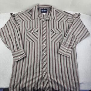 Vintage Wrangler Western  Long Sleeve Pearl Snap Button Men's Shirt  X-Long